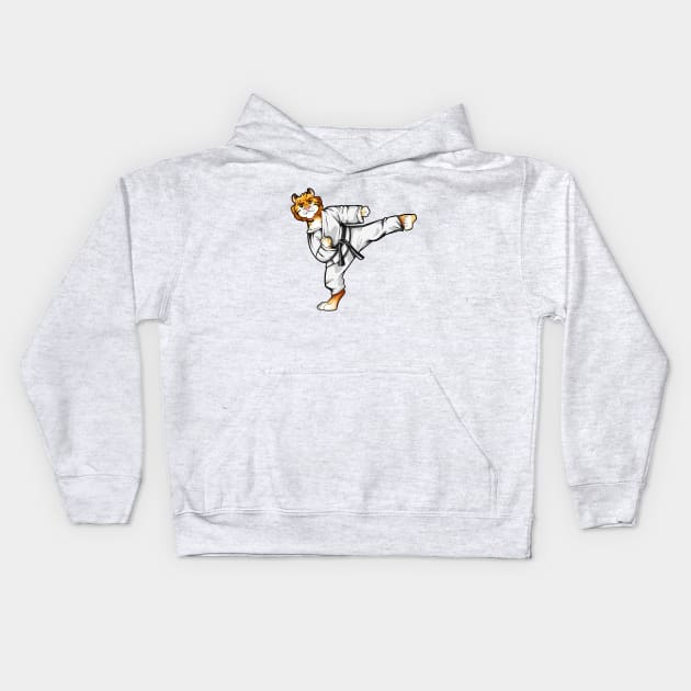 Cartoon Tiger does Tang Soo Do Kids Hoodie by Modern Medieval Design